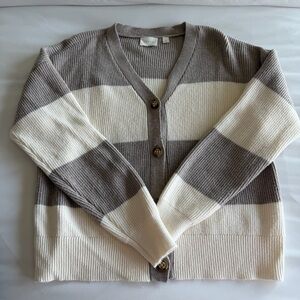 Cyrus Gray and Cream Striped Cardigan